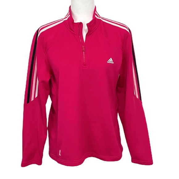 adidas Tops - Adidas Climawarm Pink Breast Cancer 1/4 Zip Size L
